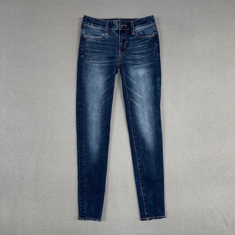 American Eagle Jeans Womens 0 Blue Jegging Stretch Dark Wash Distressed Denim